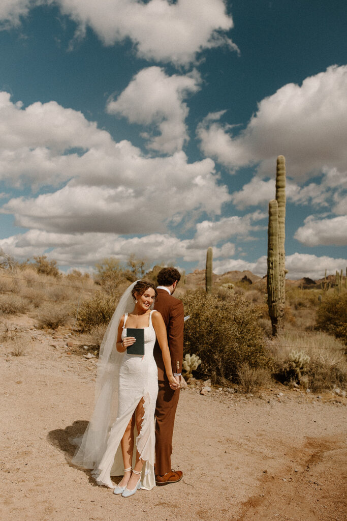 Lost Dutchman backyard wedding ceremony with Christ-centered vows