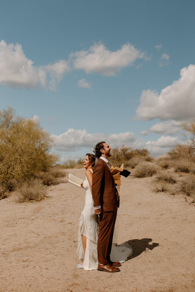 Lost Dutchman backyard wedding ceremony with Christ-centered vows