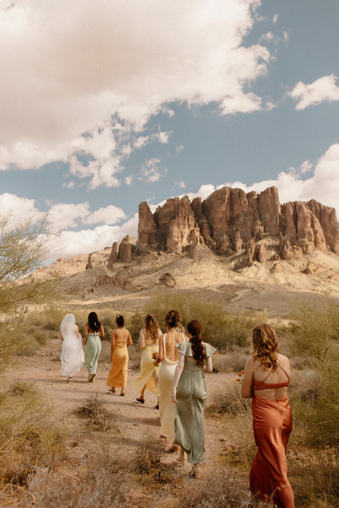 Lost Dutchman wedding bridesmaid photos in the desert