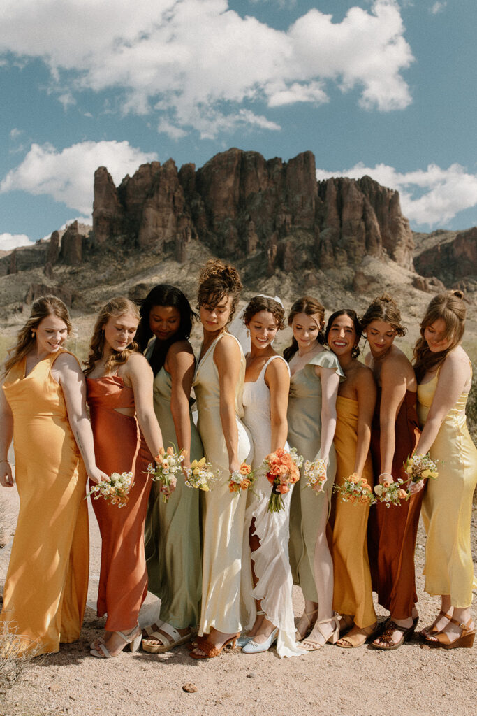 Lost Dutchman wedding bridesmaid photos in the desert