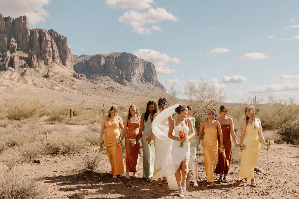 Lost Dutchman wedding bridesmaid photos in the desert