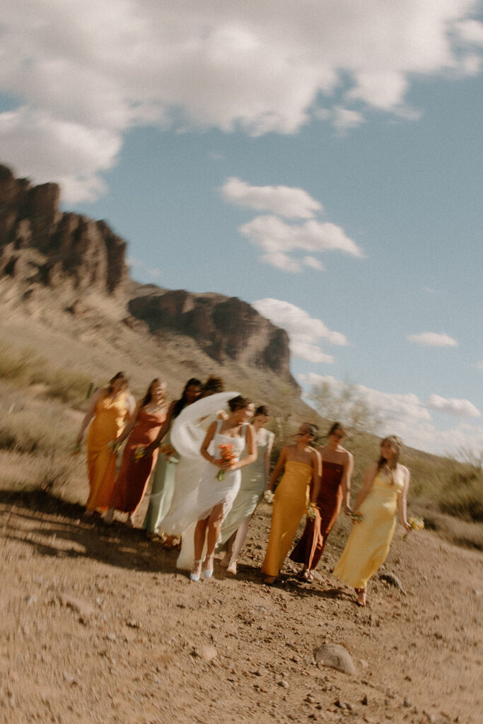 Lost Dutchman wedding bridesmaid photos in the desert