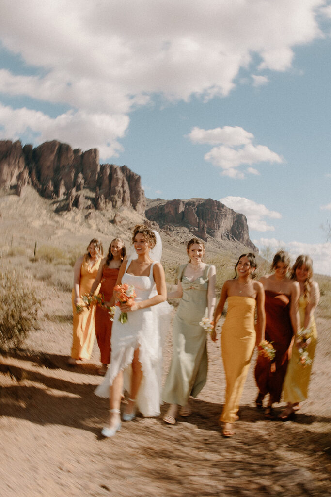 Lost Dutchman wedding bridesmaid photos in the desert