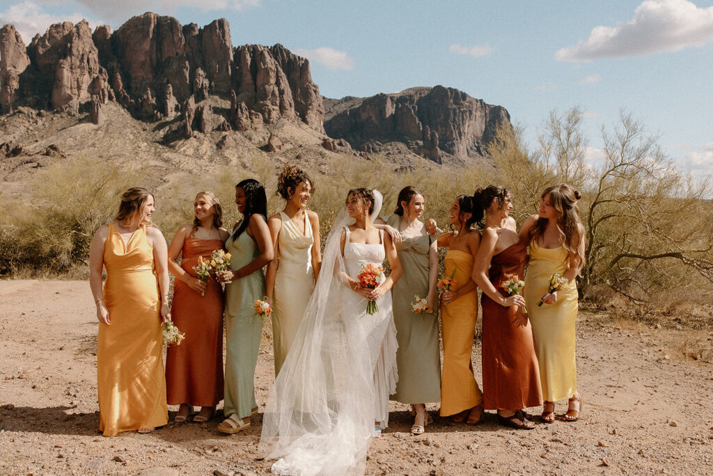Lost Dutchman wedding bridesmaid photos in the desert