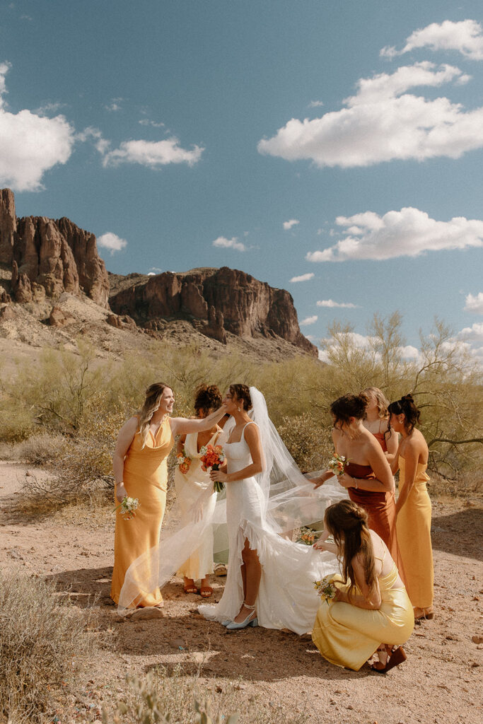 Lost Dutchman wedding bridesmaid photos in the desert