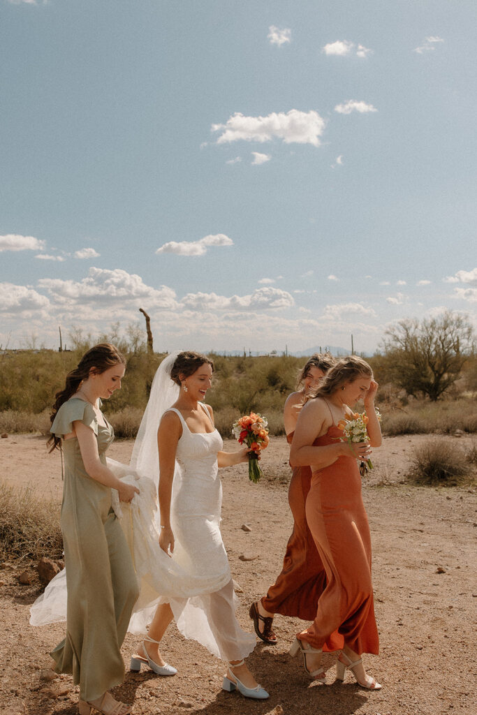 Lost Dutchman wedding bridesmaid photos in the desert