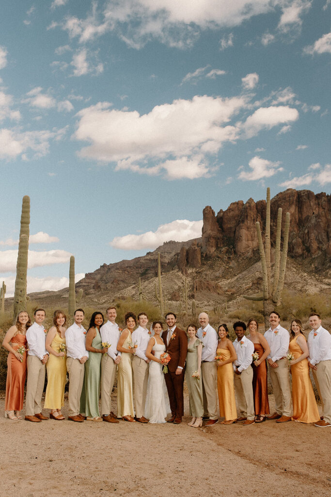 Lost Dutchman wedding party photos in the desert
