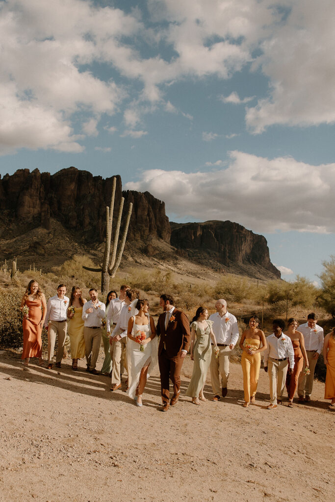 Lost Dutchman wedding party photos in the desert